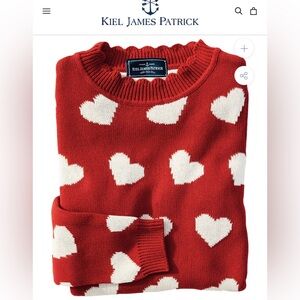♥️Kiel James Patrick Red Heart Scalloped Sweater Small